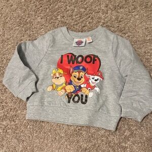 Paw Patrol Gray Valentine Sweatshirt NWOT